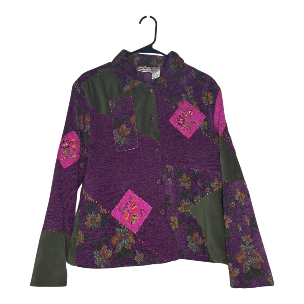 Napa Valley Vintage 1980’s Purple Patchwork Tapestry Jacket Women’s Size Large